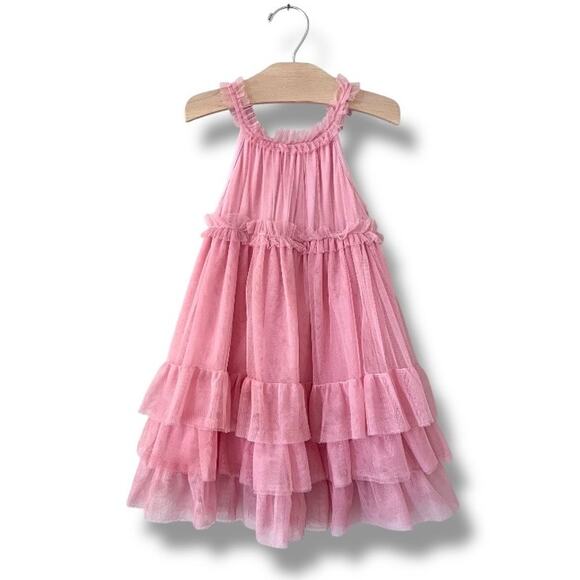 Mae Li Rose Pink Tulle Ruffle Party Dress Size 4T Toddler Special Occasion